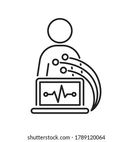 Electrocardiogram Black Line Icon. Medical Device For Checking The Patient’s Heart Condition.Outline Pictogram For Web Page, Mobile App, Promo.