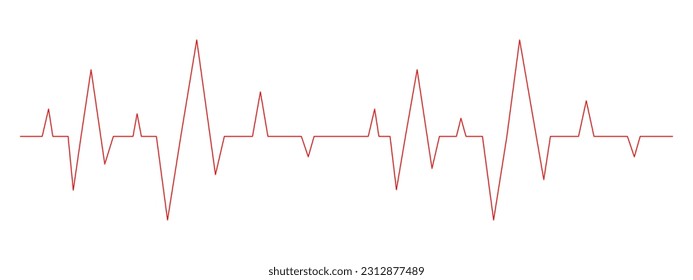 EKG-Diagramm. Herzschlag-Diagramm einzeln auf weißem Hintergrund. Roter Herzrhythmus. Kardio-Test. Krankenhaussymbol für Kardiologie. Vektorgrafik-Illustration