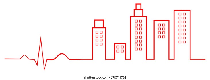 Electrocardiogram City Life Concept