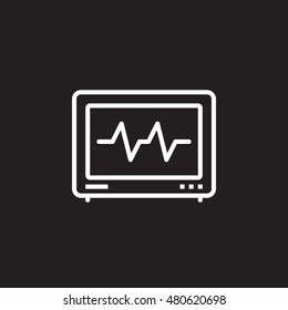 Electrocardiogram, ECG line icon, outline vector logo illustration, linear pictogram isolated on black