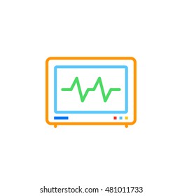 Electrocardiogram, ECG line icon, outline vector logo illustration, linear colorful pictogram isolated on white