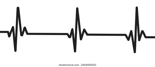 Electrocardiogram, EKG monitoring in an emergency. Heartbeat black line on the monitor. Vector illustration with editable stroke. eps 10