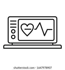 Icono del equipo electrocardiograma. Esquema de equipo electrocardiograma icono vectorial de diseño web aislado en fondo blanco
