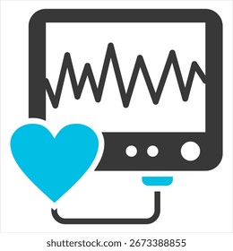 Electrocardiogram Glyph Blue Grey Single Icon Illustration