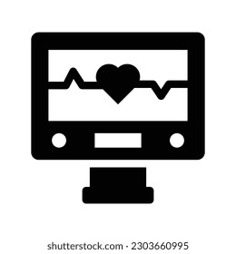 electrocardiogram glyph icon illustration vector graphic