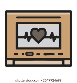 O coração do eletrocardiograma exibe o ritmo dentro do monitor de bronzeamento