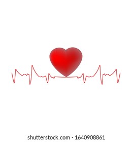 Electrocardiogram and heart sign. Graphic background design. Modern stylish abstract card for hospital. Symbol love, life, medicine, care. Colorful template for prints, label. Vector illustration