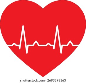Ilustração do vetor cardíaco no eletrocardiograma vermelho