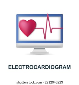 Electrocardiogram Icon. 3d Illustration From Health Check Collection. Creative Electrocardiogram 3d Icon For Web Design, Templates, Infographics And More