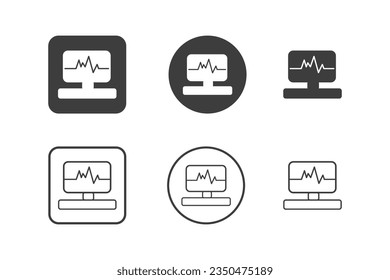 Diseño de iconos electrocardiogramas 6 variaciones. Iconos del hospital, aislados en fondo blanco.