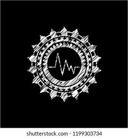 electrocardiogram icon drawn with chalkboard texture
