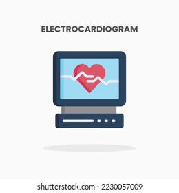 Elektrokardiogramm Symbol flach. Vektorgrafik auf weißem Hintergrund. Kann für Web, App, digitale Produkte, Präsentation, UI und viele mehr verwendet werden.