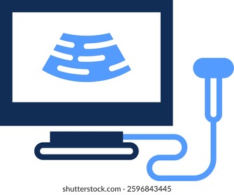 Electrocardiogram Icon Glyph Color Vector Illustration