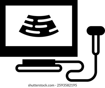 Electrocardiogram Icon Glyph Vector Illustration
