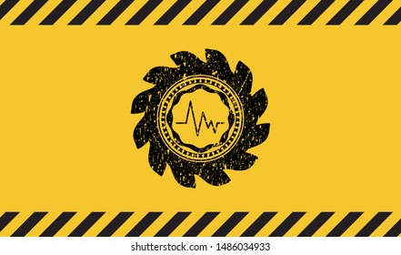 electrocardiogram icon grunge warning sign emblem. Vector Illustration. Detailed.