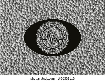 electrocardiogram icon inside black badge with bubbles background. Vector Illustration. Detailed. 