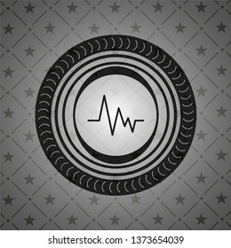 electrocardiogram icon inside black emblem. Vintage.