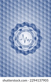 icono del electrocardiograma dentro del emblema del hexágono azul. 