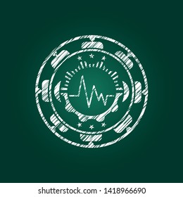 electrocardiogram icon inside chalk emblem written on a blackboard
