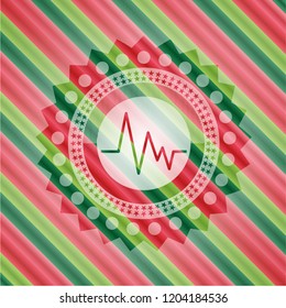 electrocardiogram icon inside christmas badge background.