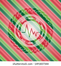 electrocardiogram icon inside christmas emblem background.