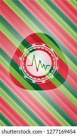 electrocardiogram icon inside christmas style badge..