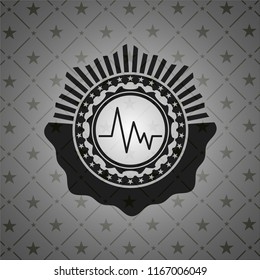 electrocardiogram icon inside dark emblem. Retro