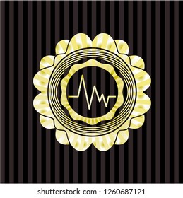 electrocardiogram icon inside gold badge or emblem