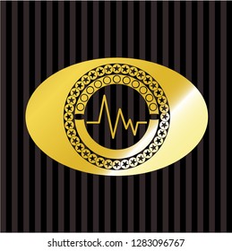 electrocardiogram icon inside gold badge