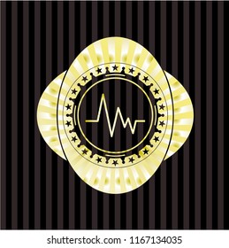 electrocardiogram icon inside gold emblem or badge