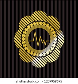 electrocardiogram icon inside gold shiny emblem