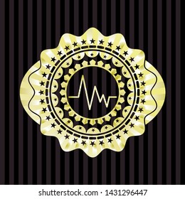 electrocardiogram icon inside golden badge
