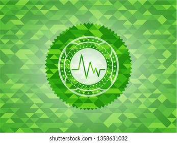 electrocardiogram icon inside green mosaic emblem