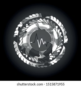 electrocardiogram icon inside grey camo texture