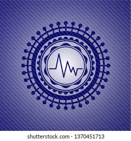 electrocardiogram icon inside jean background