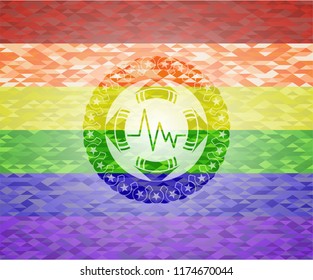 electrocardiogram icon inside lgbt colors emblem 