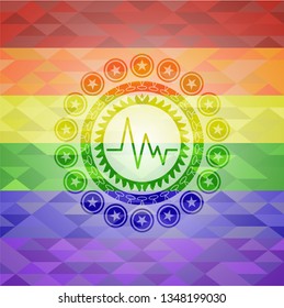 electrocardiogram icon inside lgbt colors emblem 