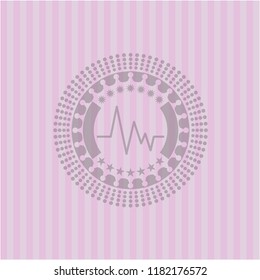 electrocardiogram icon inside pink icon or emblem