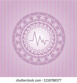 electrocardiogram icon inside pink icon or emblem
