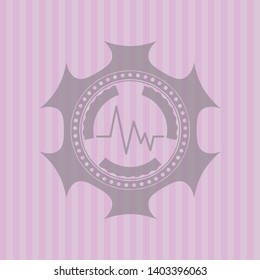electrocardiogram icon inside pink icon or emblem