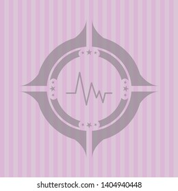 electrocardiogram icon inside pink icon or emblem