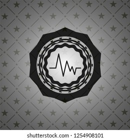 electrocardiogram icon inside realistic black emblem