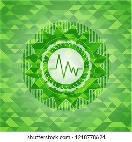 electrocardiogram icon inside realistic green mosaic emblem
