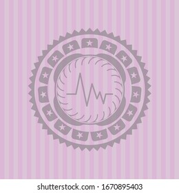 icono del electrocardiograma dentro de un emblema rosado realista