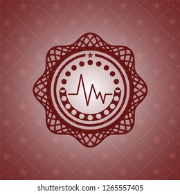 electrocardiogram icon inside red emblem