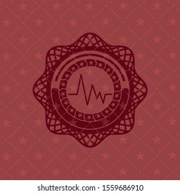 electrocardiogram icon inside red icon or emblem