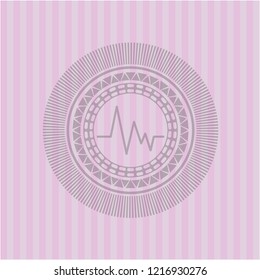electrocardiogram icon inside retro pink emblem
