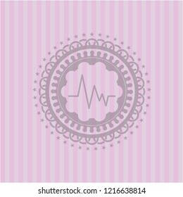 electrocardiogram icon inside retro style pink emblem