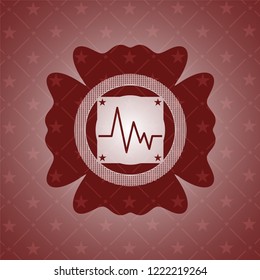 electrocardiogram icon inside retro style red emblem