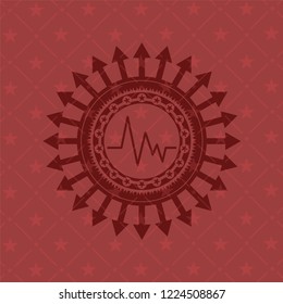 electrocardiogram icon inside retro style red emblem